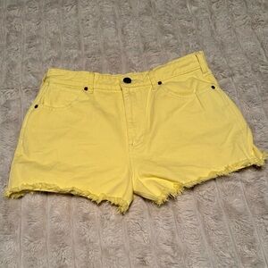 Wrangler x Billabong Yellow Frayed Jean Shorts